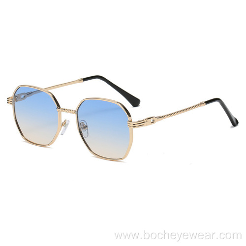 New fashion polygon small frame men's and women's street shot Sunglasses gradient metal sunglasses outdoor glasses s21106